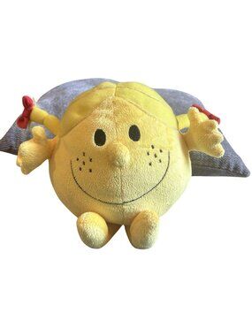 Little Miss Sunshine Plush Toy 8" Yellow Smiling Doll With Pigtails & Red Bows